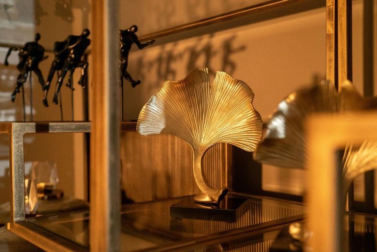 Ginkgo Metal Leaf - Black and Gold - Large