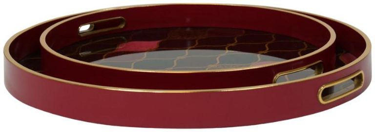 Haralson Metal Trays - Black, Red and Gold - Set of 2