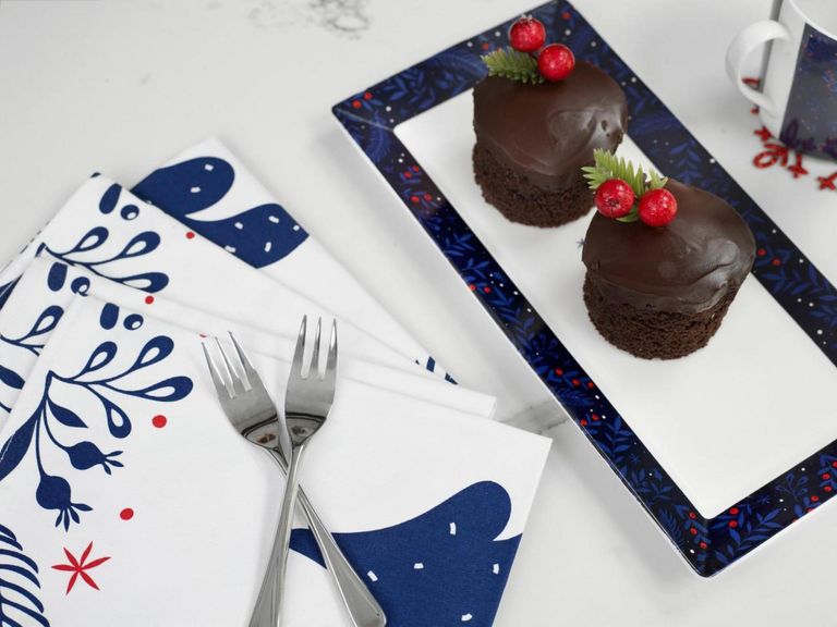 Midnight Blue Bone 2 China Platter - Set of 4