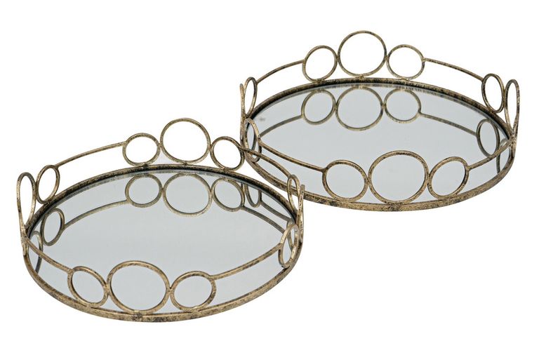 Remy Mirrored Trays - Antique Gold - Set of 4