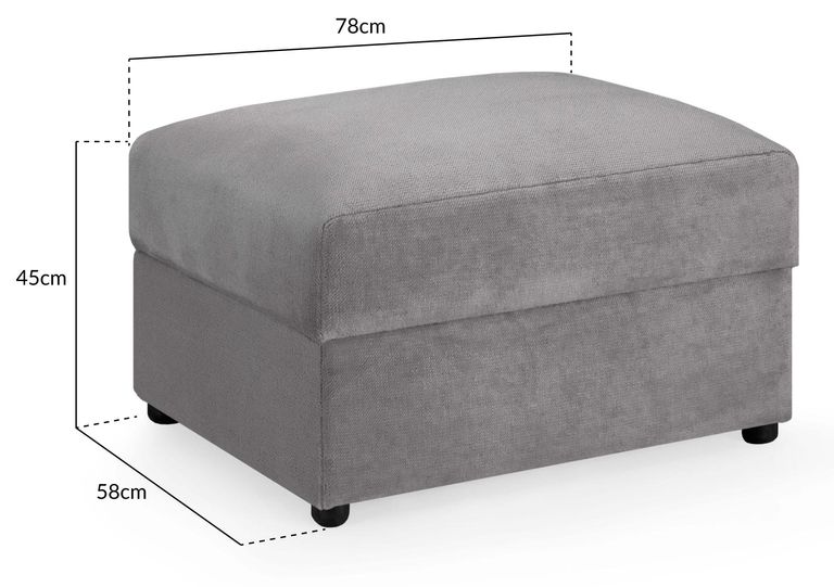 Mirabel Footstool - Grey Fabric
