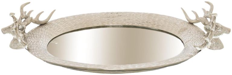 Mirrored Large Tray with Stag Heads