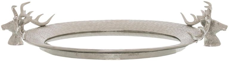 Mirrored Large Tray with Stag Heads