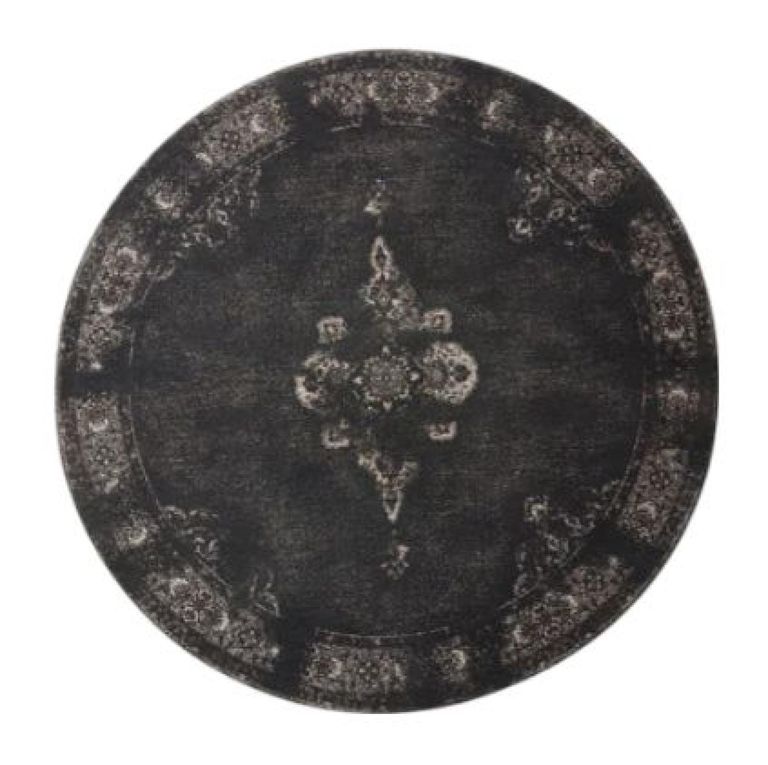 Grand Black Woven Round Rug - 240cm x 240cm