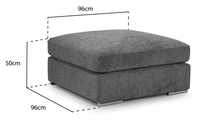 Naples Footstool - Grey Fabric
