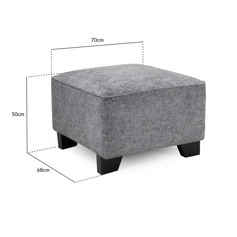 Nebraska Footstool - Slate Grey Fabric