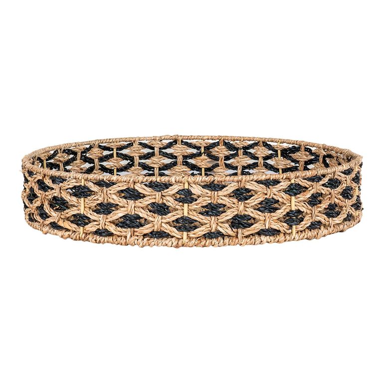 Nerja Tray - Round - Seagrass - Natural & Black