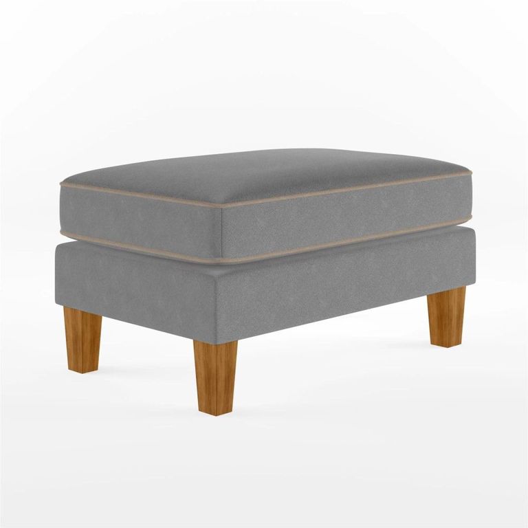 Nowata Bowen Grey Chenille Fabric Ottoman - DA036OTUK