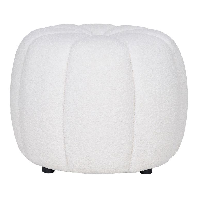 Paisley Pouf - Round - Off White Fabric