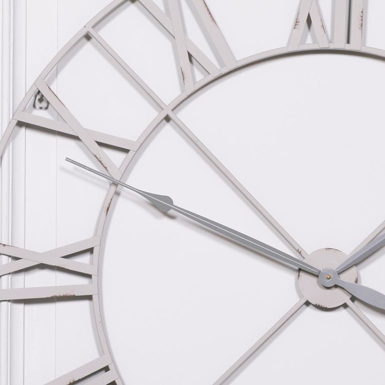Vintage Metal Wall Clock - Pale Grey - Round