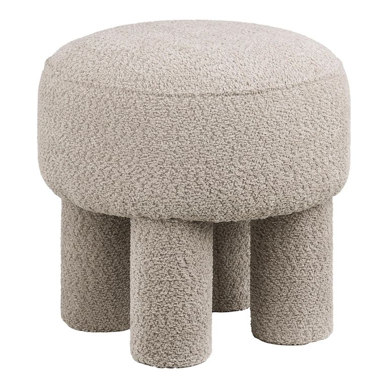 Perth Pouf - Round - Light Grey Fabric