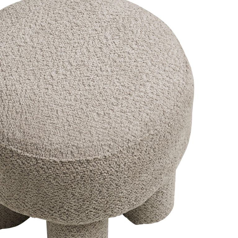 Perth Pouf - Round - Light Grey Fabric