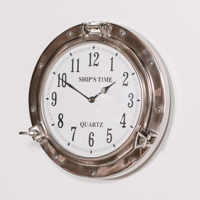 Port Hole Ships Wall Clock - Polished - Round