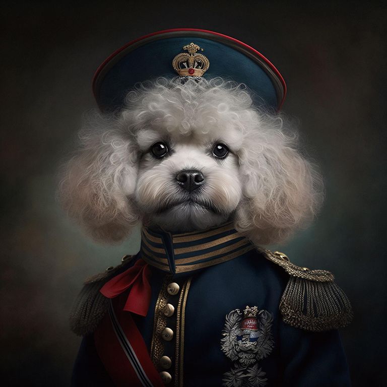 Poodle Military Dog Tempered Glass Wall Art