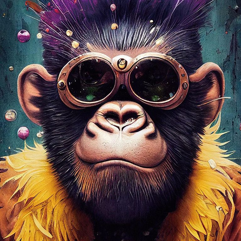 Purple Hair Gorilla Tempered Glass Wall Art