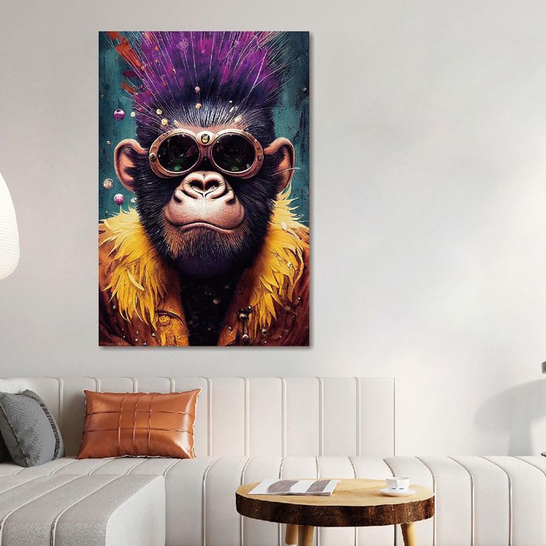 Purple Hair Gorilla Tempered Glass Wall Art