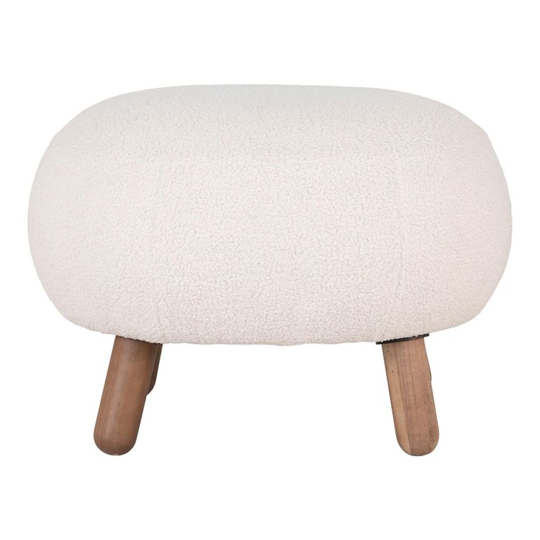 Savona Footstool - White Faux Lambskin
