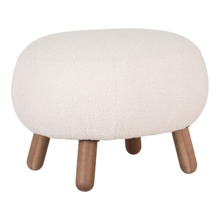 Savona Footstool - White Faux Lambskin