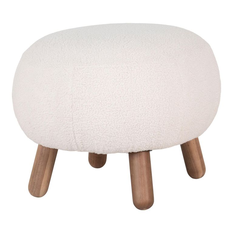 Savona Footstool - White Faux Lambskin