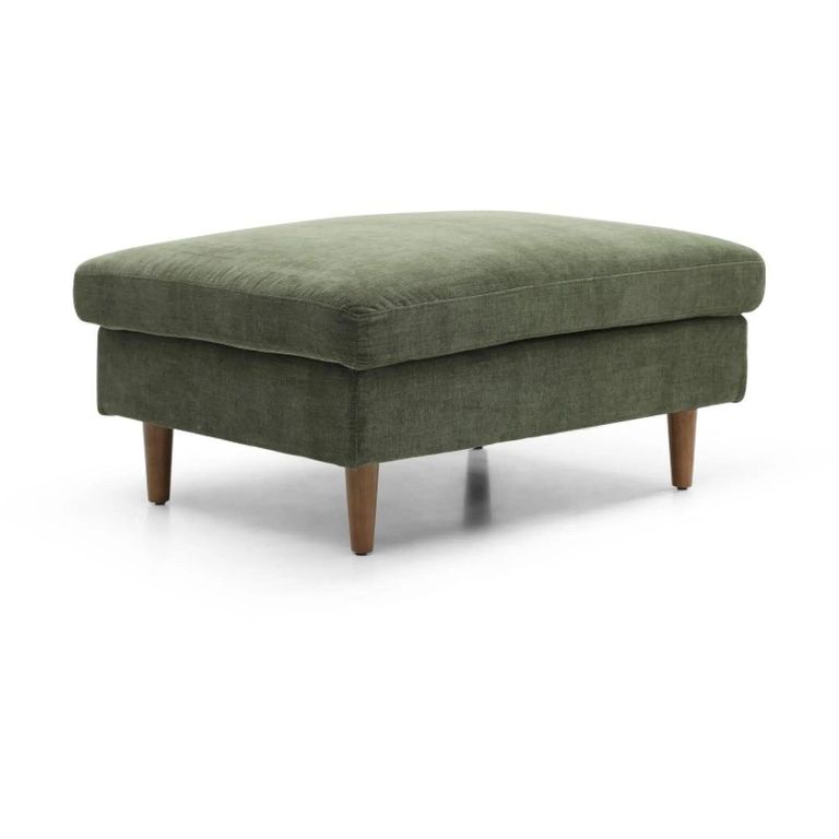 Scott Ottoman Footstool - Eryx Chenille Olive Green Fabric