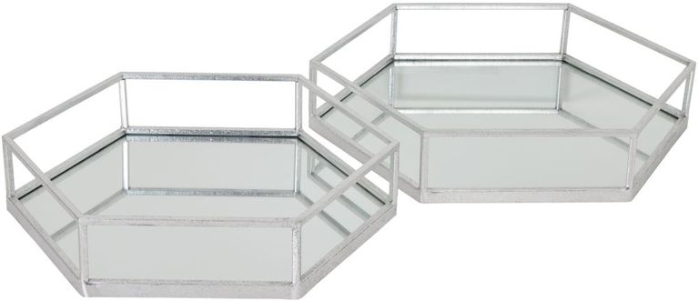 Silver Hexagon Set Of Two Trays