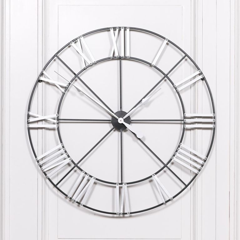 Metal Wall Clock - Silver - Round - Large