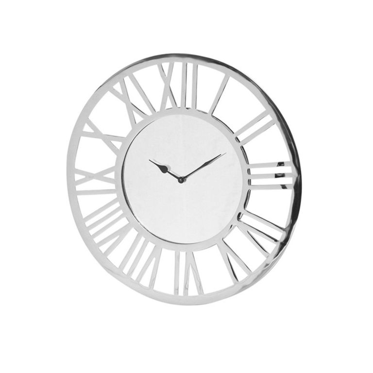 Wall Clock - Round - Silver Metal