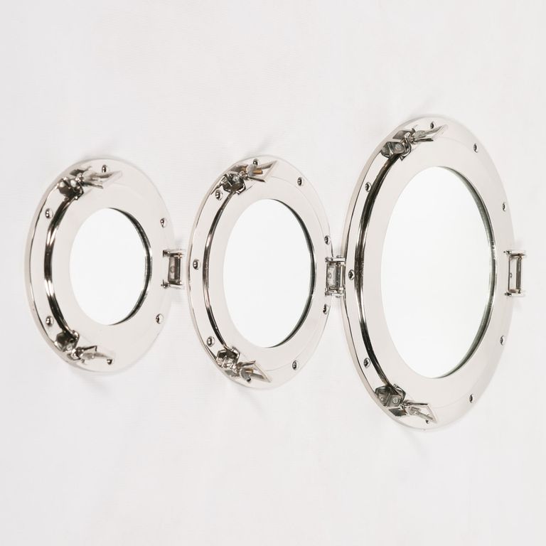 Port Hole Mirror - Silver - Polished - Round - 28.5cm x 28.5cm