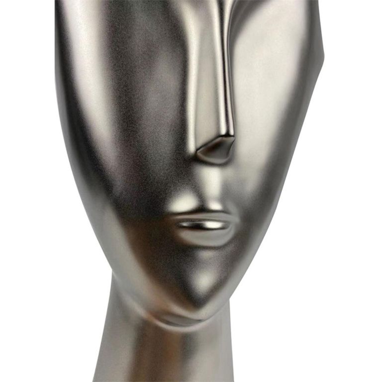Face Sculpture - Silver and Black Ceramic