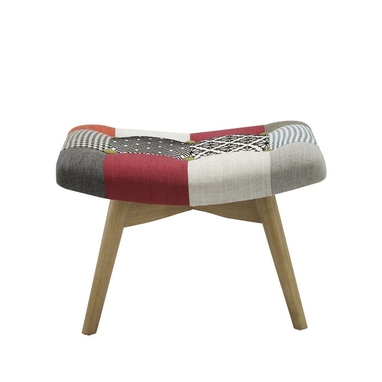 Sloane Footstool - Multi Coloured Patchwork Fabric