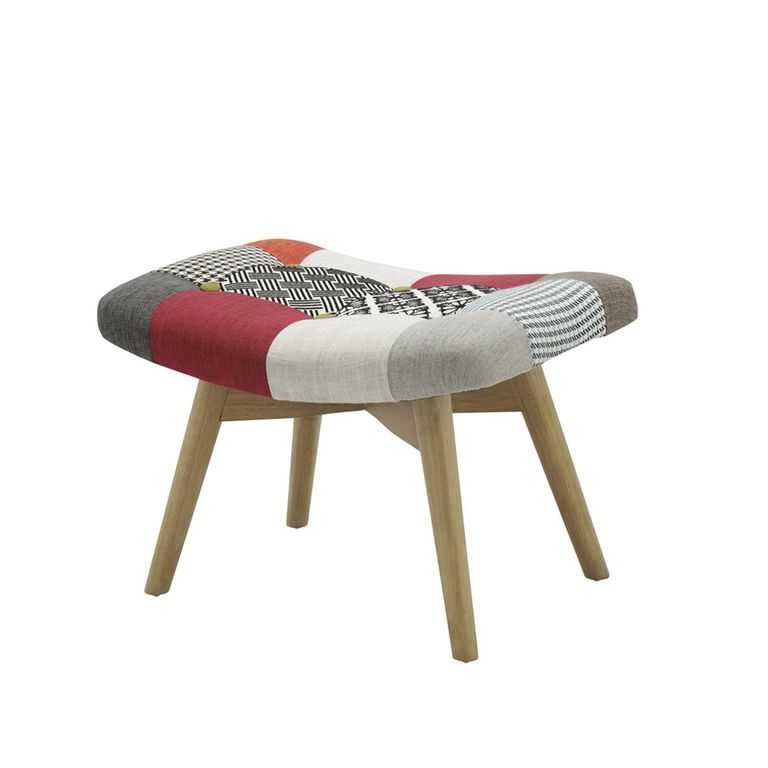 Sloane Footstool - Multi Coloured Patchwork Fabric