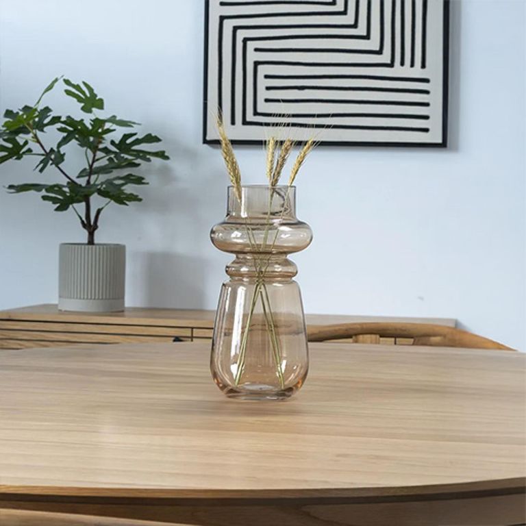 Round Vase - Smoked Brown Glass