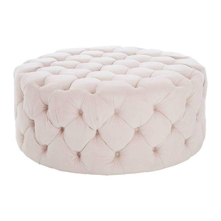 Suri Footstool - Round - Pink Tufted