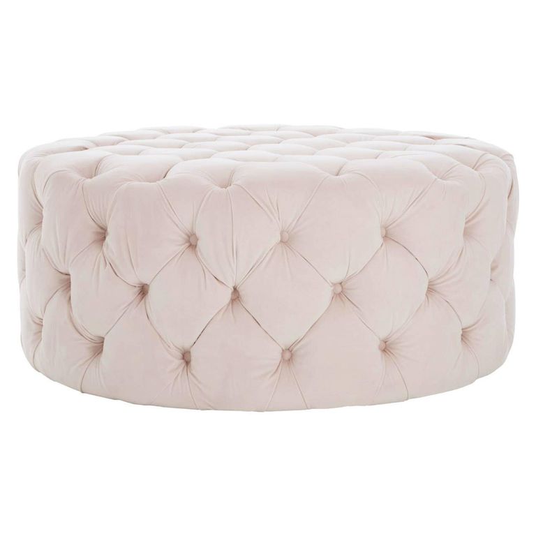 Suri Footstool - Round - Pink Tufted
