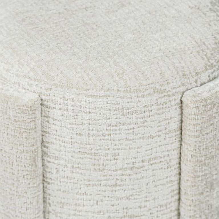 Footstool - Round - Taupe Chenille Fabric - Small