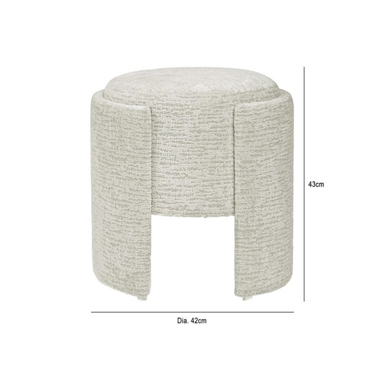 Footstool - Round - Taupe Chenille Fabric - Small