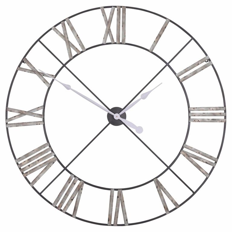 Metal Wall Clock - Vintage Silver - Round