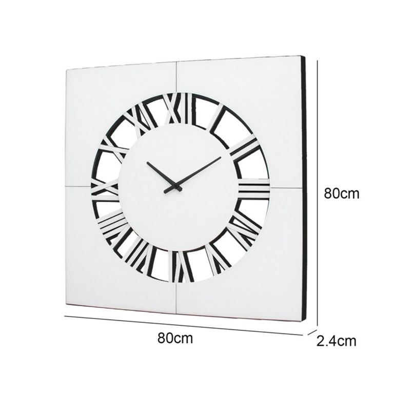 Wall Clock - Square - White Mirrored