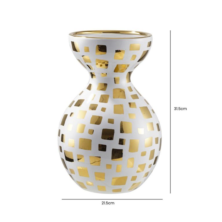 Vase - White and Gold - Ceramic