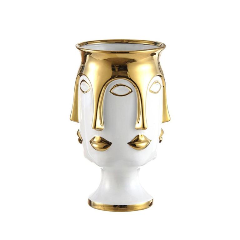 Vase - White and Gold - Face - Ceramic