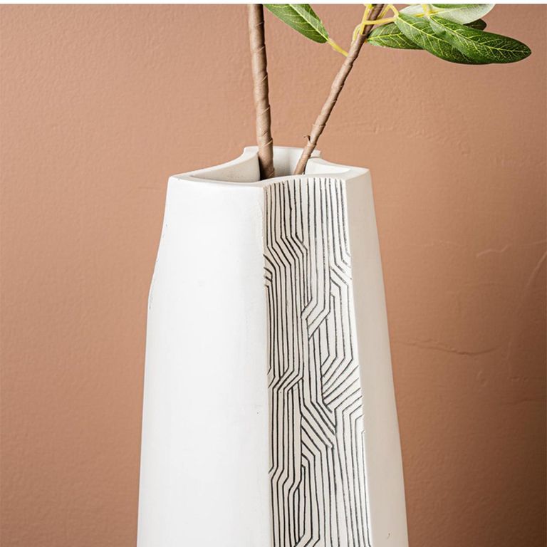 Vase - White and Grey - Polyresin