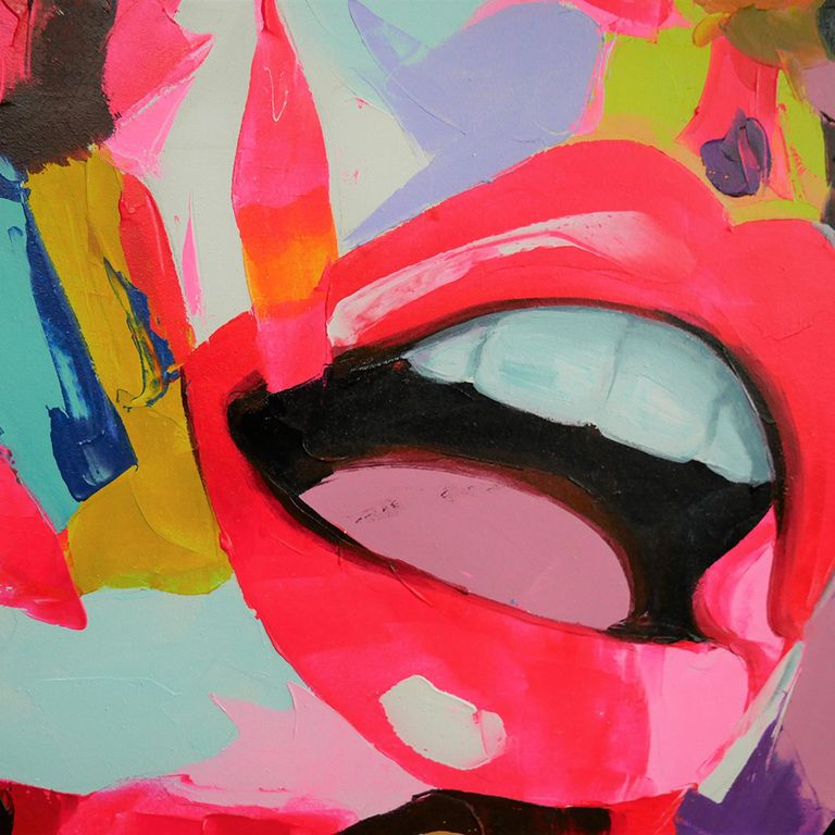 Women Face Hand Painting Canvas Wall Art - 7462 - Fabric