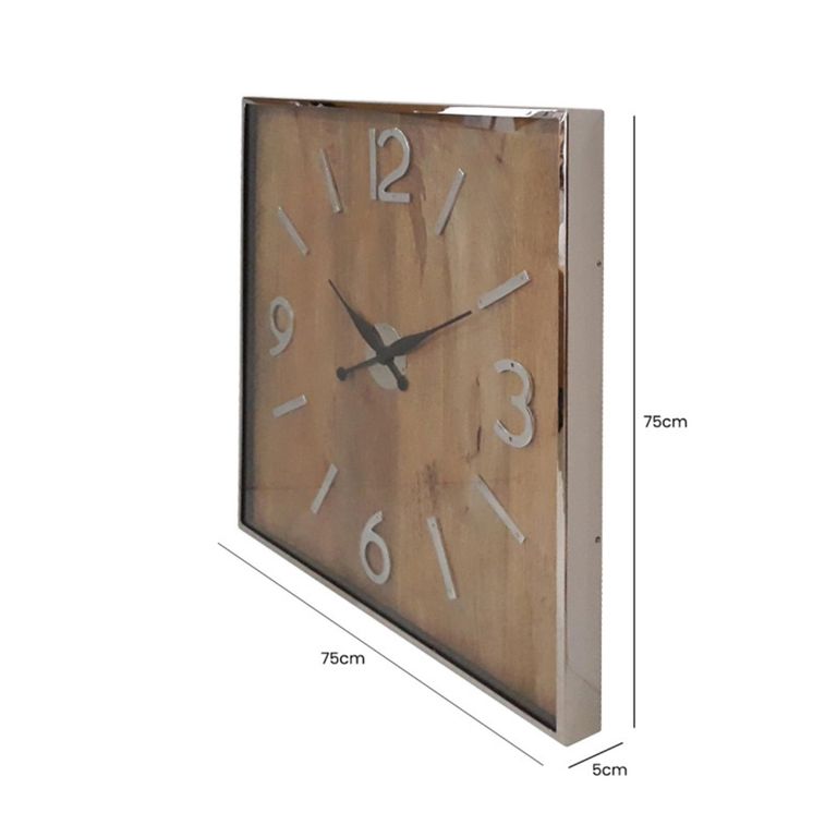 Wall Clock - Square - Wood and Metal