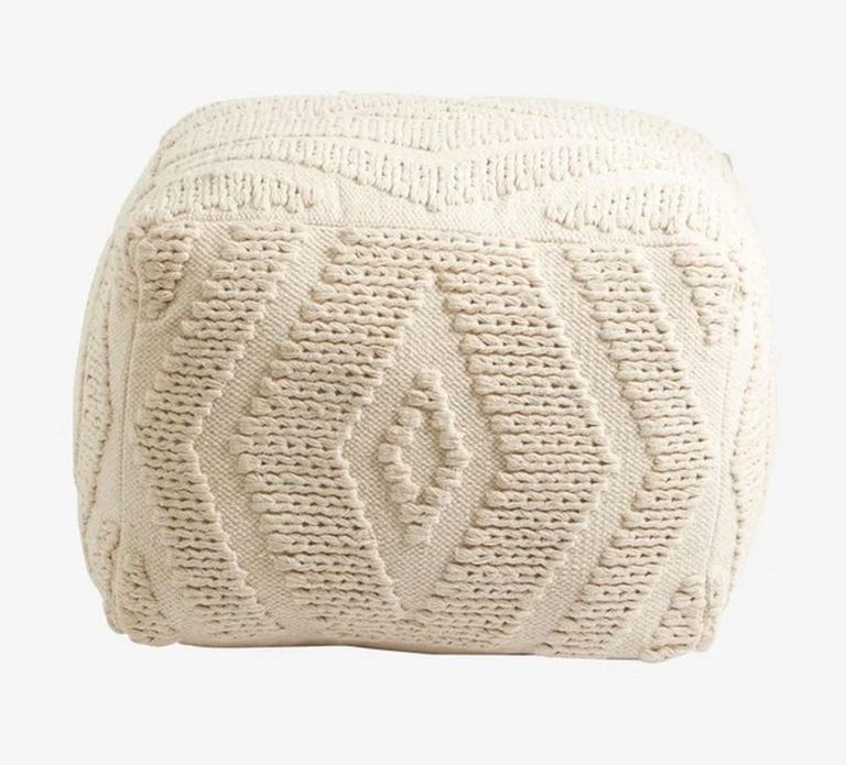 Wular Off White Fabric Pouf