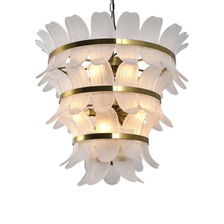 Ameline Chandelier - Antique Brass - Glass and Metal