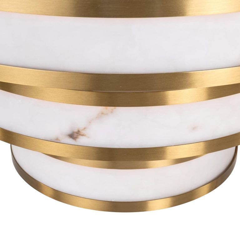 Cealora Chandelier - Round - White and Brass - Resin and Metal