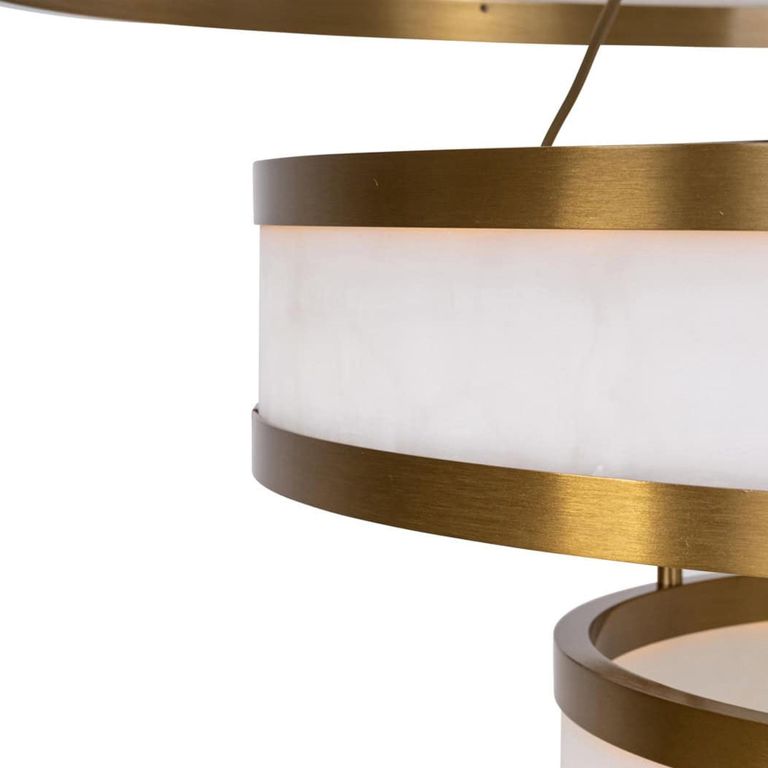 Cealora Chandelier - Round - White and Brass - Resin and Metal
