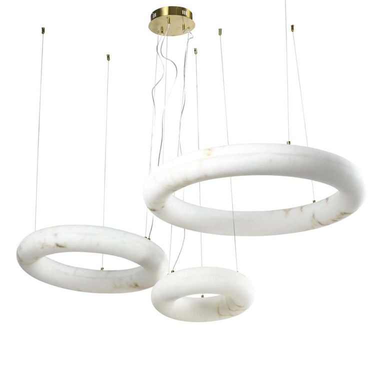 Thalora Chandelier - White and Brass - Resin and Metal