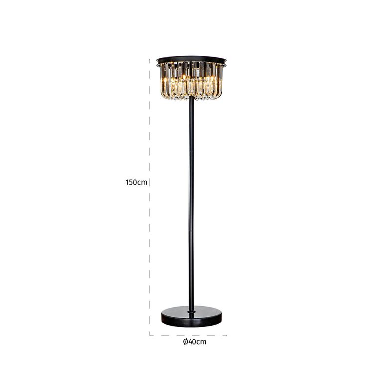 Dagmar Glass and Black Metal Floor Lamp