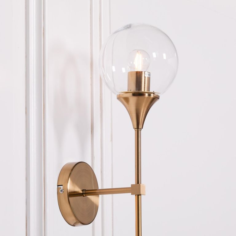 Arriba Wall Light - Satin Gold and Glass Ball